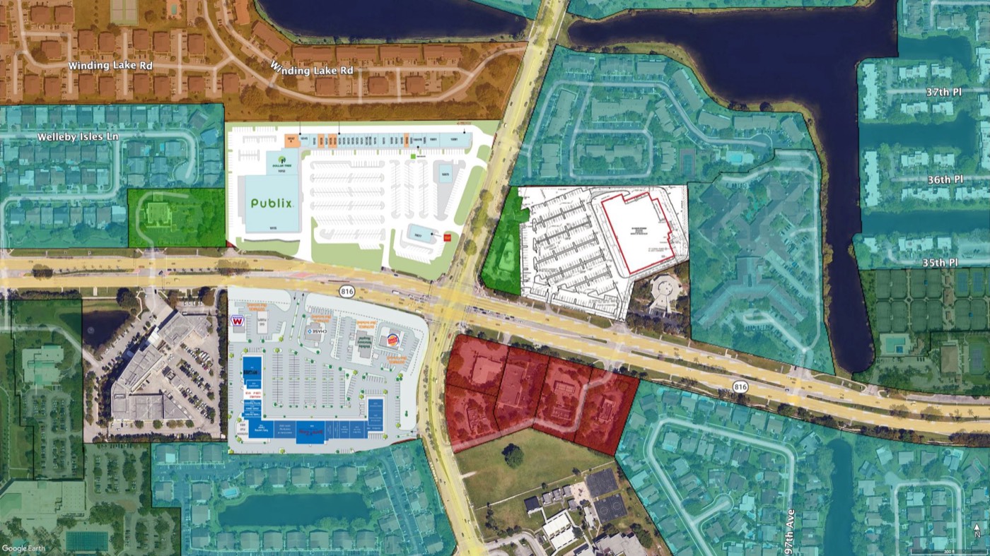 VMAP commercial intersection with shopping center site plans, Sunrise, Florida