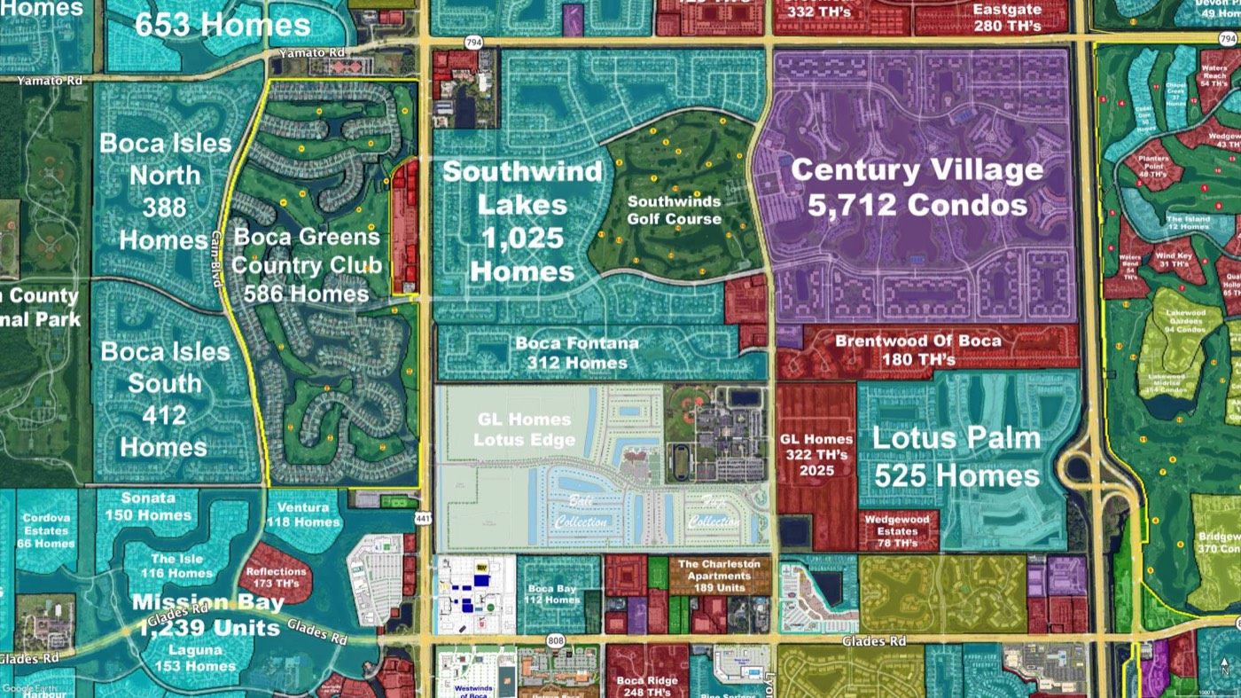 VMAP neighborhoods with home counts, West Boca Raton